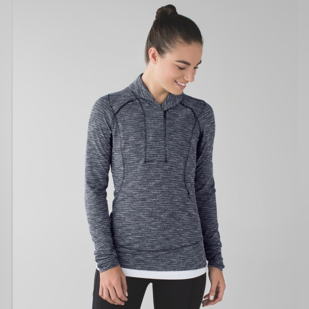 Lululemon Think Fast Pullover Coco Pique Black/Black size 6